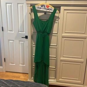 Women’s SZ Medium SWEET CLAIRE green high low dress Short in front long in back